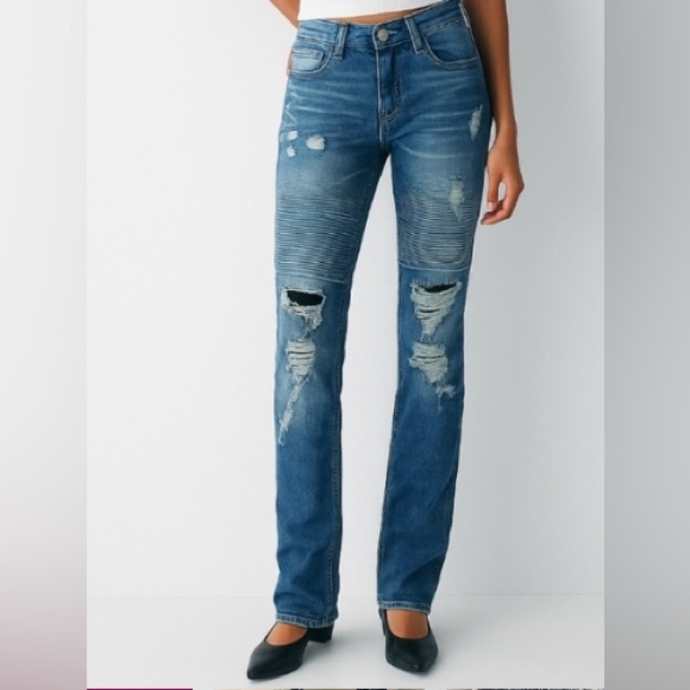 💜Women's Straight Leg Jeans - Blue
